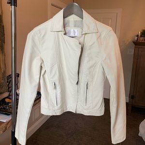 white leather jacket